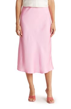 Renee C Solid Satin Midi Skirt | Nordstromrack Elegant Feminine Style, Elegant Feminine, Satin Midi Skirt, Nordstrom Store, Dress Codes, Feminine Style, Dark Pink, Bright Pink, Nordstrom Rack