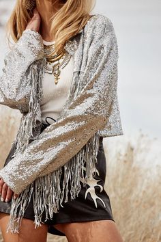 Halloween Inspired: Disco Cowgirl – 12th Tribe Sequin Fringe Jacket, Nashville Bride, Little Miss Perfect, 12th Tribe, Denim And Diamonds, Fringe Festival, Estilo Country, Sequin Blazer, Star Crossed