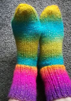 Hand knitted luxury bright rainbow lounge socks with gold lurex thread , A lovely Bespoke Birthday or Christmas gift , comes gift wrapped. These lovely socks are so colourful and comfy to wear . machine washable Lovely Socks, Lounge Socks, Bright Rainbow, Womens Casual, Casual Socks, Socks And Hosiery, Hosiery, Hand Knitting, Bespoke