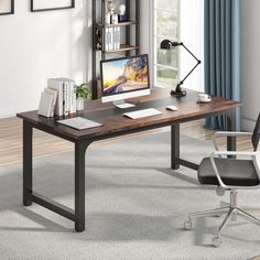 Office Furniture Desk, Adjustable Legs, Black Metal Frame, Home Office Desks, My Favorites, Single Piece, Assemblage, Office Furniture, Engineered Wood