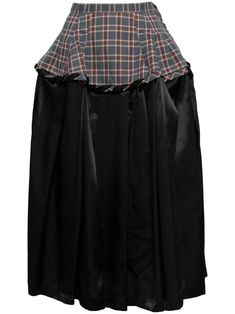 Find TOGA Checked-panel Satin Midi Skirt on Editorialist. black panelled design satin weave checked panel twist detailing high-waisted flared mid-length Black Skirt And Tights, Galliano Skirt, Gothic Fitted Pleated Skort, Shushutong Skirt, Romantic Goth Skirt, Galliano Satin Skirt, Punk Skirt, Eyelet Skirt, Satin Fashion