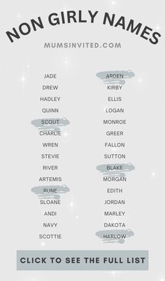 a list of non - girl names with the words, click to see the full list