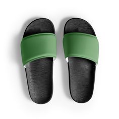 Dusty Green Color Women's Slides by Visual Verse - Image 1 Green Non-slip Slide Sport Sandals, Green Synthetic Sport Sandals For Vacation, Green Non-slip Flip Flops For Vacation, Green Sport Sandals For Summer Vacation, Non-slip Green Flip Flops For Vacation, Comfortable Green Open Toe Slides, Green Slip-on Summer Flip Flops, Green Slide Sandals For Vacation, Green Flat Sport Sandals For Summer