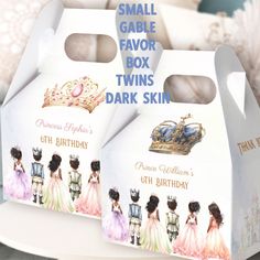 Prince Princess Twins Crown Royal Birthday Favor Boxes