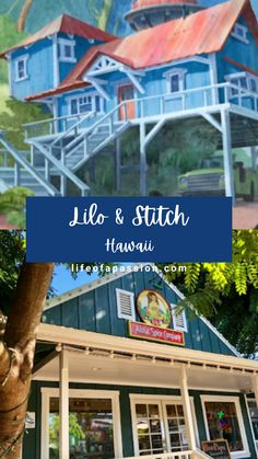 an image of a building with the words lil & stitch hawaii in front of it