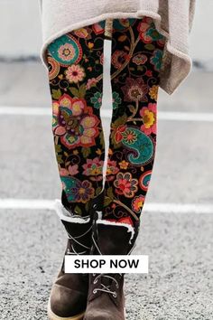 Floral Print Skinny Leggings are the epitome of comfort and style. With their casual elastic waist and stretchy fabric, these leggings are a versatile addition to your wardrobe. The vibrant floral print adds a touch of femininity, making them perfect for both lounging at home and stepping out in style. Stretch Multicolor Pants For Winter, Winter Stretch Multicolor Pants, Winter Multicolor Stretch Pants, Non-stretch Multicolor Leggings For Spring, Spring Multicolor Non-stretch Leggings, Casual Multicolor Printed Leggings, Bohemian Stretch Leggings, Bohemian Leggings, Leggings Outfit Fall