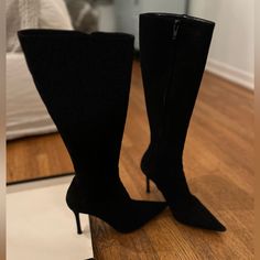 3” Heel Barely Worn Zipper Closure Up The Inside Of Each Leg Perfect Condition Medium Width Barneys New York, Shoes Heels Boots, Black Suede, Shoes Women Heels, Black Boots, Heeled Boots, Knee Length, Shoes Heels, Size 7