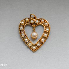 Antique Pearl Shaped Pendant 14K Yellow Gold 31.5mm / 1.2" by 28mm / 1" 5.8gm Pearl Heart, Heart Shape Pendant, Heart Shape, Heart Shapes, Yellow Gold, Pendant, Yellow, Gold