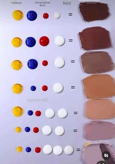 the different shades of paint are shown