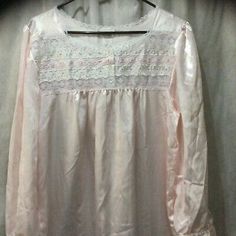 Vintage Isabella Blush Pink Satin Look Nightgown Lingerie Lace Medium  | eBay Long Sleeve Sleepwear With Lace Trim For Pajama Party, Long Sleeve Lace Trim Sleepwear, Feminine Long Sleeve Sleepwear For Bedtime, Feminine Lace Trim Nightgown For Sleepovers, Long Sleeve Nightgown With Lace Trim For Sleepover, Long Sleeve Lace Trim Sleepwear For Sleepovers, Feminine Long Sleeve Nightgown For Home, Long Sleeve Lace Trim Sleepwear For Bedtime, Feminine Nightgown With Lace Trim