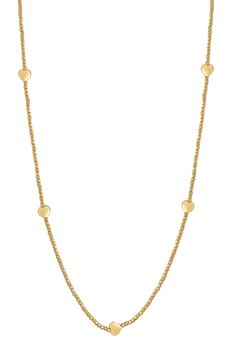 Textured beads lead to smooth heart stations on this handcrafted necklace that'll add gleam and romance to any ensemble. 18" length 14k gold Made in Italy Gold Single Strand Heart Necklace, Gold Heart-shaped Single Strand Necklace, Elegant Yellow Gold Heart Beads Jewelry, Elegant Yellow Gold Jewelry With Heart Beads, Luxury Gold Necklace With Heart Beads, Bony Levy, Station Necklace, Handcrafted Necklace, Gold Heart