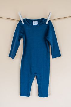 Unisex Long Sleeve Rompers Boys Romper, Keep It Simple, Monogram, Navy