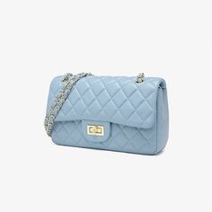 Ice Blue Quilted Cross Body. Quilted Cross, Favorite Handbags, Luxury Purses, Classic Bags, Quilted Bag, Seville, Medium Bags, Blue Bags, Ice Blue