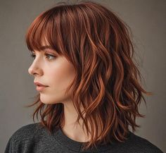 How to Rock a Shaggy Lob with Bangs Mid Length Red Hair With Bangs, Shoulder Shag With Bangs, Wavy Lob Haircut Bangs, Shaggy Haircut Bangs, Long Bob Haircut With Layers And Bangs, Layered Lob With Bangs Fine Hair, Dark Tips Hair, Shaggy Bob With Bangs Fine Hair, Medium Shaggy Bob With Bangs