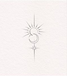 the letter s is drawn in black ink on white paper with a small sun above it