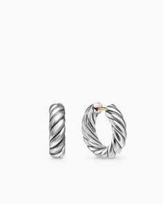 David Yurman | Sculpted Cable Hoop Earrings in Sterling Silver, 18.6mm David Yurman Earrings, Tuxedo Studs, Rose Gold Gifts, Cable Bracelets, Earring Patterns, Jewelry For Her, Christmas 2024, Beaded Rings, Chains For Men