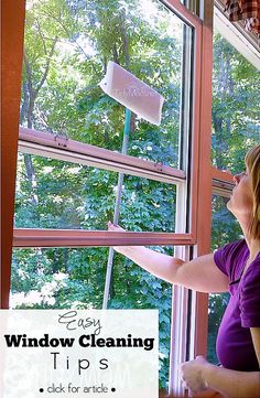 a woman cleaning windows with a window cleaner