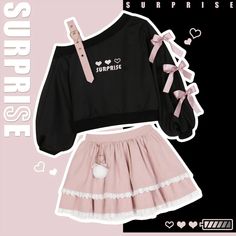 Surprise Me Pastel Goth Clothing Skirt & Top Set Kawaii Babe Pastel Punk Fashion, Pastel Goth Outfits Aesthetic, Pastel Goth Sweater, Goth Outfits Aesthetic, Goth Fits, Grunge Pastel