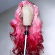 This Ombre Pink Body Wave Lace Front Wig is made with 100% Human Hair, giving your style a natural-looking and flawless finish. The 13x4 HD lace gives it a realistic look with superb breathability, and the pre-plucked design provides a ready-to-wear style. This hairpiece is also glueless for easy wear and removal. Body Wave Lace Front Wig, Hair Colorful, Wave Lace Front Wig, 13x4 Lace Front Wig, Frontal Wig Hairstyles, Long Hair Wigs, Barbie Hair, Boring Hair, Pink Wig