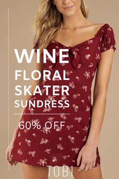 Save money on this short wine floral skater sundress. Get ready for sundress season by exploring the best sundresses for women in all styles and colors. You will find plenty of maxi and off the shoulder sundresses, short and flirty sundresses, or even strapless sundresses that will look great with sandals or heels all summer long. Shop the best selection of cute cheap sundresses and inexpensive sundresses from TOBI. Catch the TOBI dresses online sale happening now! #sundress #floraldress Flowy Dress Short, Simple Street Style, Best Dresses For Women