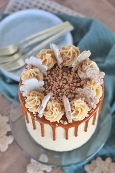 a close up of a cake on a plate