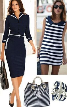 Nice. Nautical Womens Outfits, Nautical Summer Outfits, Nautical Outfit Women, Nautical Fashion Women, Nautical Inspired Outfit, Classy Summer Outfits, Design Moda