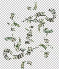 dollar bills falling down into the air on a transparent background png clipart free