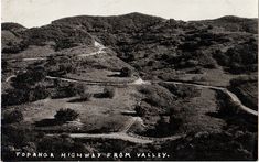 an old black and white photo of the topanga highway from valley