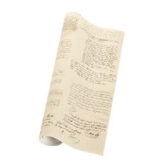 a piece of paper with writing on it and a roll of tape next to it