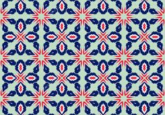 a blue and red pattern with white stars on it's sides, in the middle of