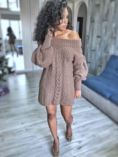 Hand Knitted Sweater Dress off the Shoulders Women Oversized Sweater Open Shoulders Large Sleeves Long Chunky Sweater - Etsy Oversize Sweater Dress Outfit, Sweater Dress Outfit Black Women, Grey Sweater Dress Outfit, Oversized Sweater Dress, Dress And Sneakers Outfit, Woolen Clothes, Knitted Sweater Dress, Sweater Dress Outfit, Sweater Dress Oversized