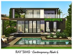 The Sims Resource - Contemporary Abode 6 Casa The Sims, Sims 4 City Living, Modern Japanese House, San Myshuno, Cabin Tiny House, Townhouse Designs, Modern Tiny House, Modern Mansion