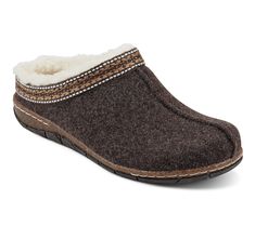 Offering supreme comfort with an easy-going vibe, these slip-on clogs boast a cozy faux fur lining and a stylish ribbon trim to elevate this laid-back look. From Earth Brands Footwear. Comfortable Slip-on Clogs With Faux Fur Lining, Comfortable Winter Slip-on Clogs, Comfortable Clogs With Faux Fur Lining, Comfy Slip-on Winter Clogs, Cozy Winter Slip-on Clogs, Winter Slip-on Clogs With Faux Fur Lining, Comfortable Winter Clogs With Faux Fur Lining, Flat Clogs, Ribbon Trim