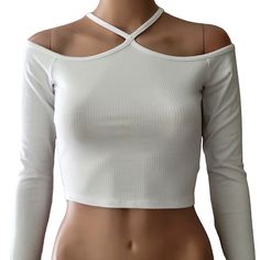 White Ribbed Long Sleeve Open Shoulder Crop Top Sweater. (Nwot) Size: M Brand: Bozzolo Price: $10 #Style #Fashion #Fun #Channice's_chicboutique White Winter Crop Top, Winter White Crop Top, Top Sweater, Crop Top Sweater, Shoulder Crop Top, Long Sleeve Crop, Clothing Ideas, White Sweaters, Shoulder Sweater