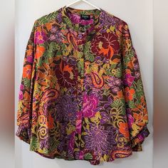 Nwt This Fate Multicolor Gorgeous Oversized Top With Bright Pink's Greens Burnt Orange Browns Has Lined Balloon Puffy Sleeve, A Slight Short Long Front, It Is Oversized So It's Extremely Comfortable. This Blouse Is It's Perfect For This Season, It's A Size Large And It's A Boutique Favorite! #10-24 Oversized Multicolor Blouse For Fall, Oversized Floral Print Top For Daywear, Fall Vacation Pink Blouse, Oversized Pink Floral Print Top, Oversized Multicolor Blouse For Vacation, Multicolor Long Sleeve Tops For Daywear, Pink Floral Print Tunic Blouse, Casual Pink Tunic Blouse, Pink Bohemian Blouse For Daywear