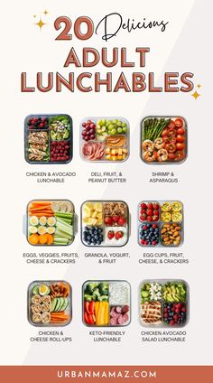 the ultimate guide to healthy lunches for adults and children with text that reads, 20 delicious