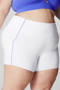 Oasis PureLuxe High-Waisted 6'' Short Fabletics white female Activewear >> Womens >> Bottoms >> Shorts PureLuxe plus Training/Yoga and Studio 4-Way Stretch/Chafe-Resistant/External Pockets/Moisture-Wicking/UPF Protection Buttery-soft pocket style in PureLuxe White Yoga Activewear With Built-in Shorts, White Stretch Activewear With Contoured Waistband, White Micro-elastic Summer Activewear, White Moisture-wicking Yoga Shorts, Yoga Moisture-wicking White Shorts, White Sports Bottoms With Contoured Waistband, White Compressive Athleisure Athletic Shorts, White Compressive Athletic Shorts For Athleisure, White Activewear With Contoured Waistband For Sports