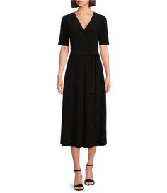 From Preston & York&#x2C; this dress features:Matte jersey materialV-necklineShort sleevesTie waist sashNot linedapprox. 49.5" below knee lengthPolyester/elastaneHand wash cold/lay flat to dry Imported. 5 Below, Polished Casual, Waist Sash, Dresses Xxl, Women Lifestyle, Dillard's, Sophisticated Style, Preston, Xl Dress