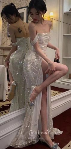 Prom Dress With Split, Dress With Split, Cute Prom Dresses, فستان سهرة