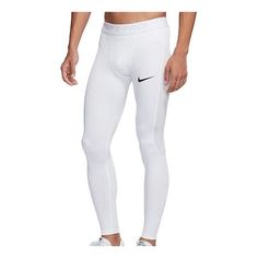 Men's Nike Pro Training Tight White Gym Pants/Trousers/Joggers BV5642-100 Nike Tapered Leg Sports Bottoms, White Joggers For Training, White Athleisure Sweatpants For Training, White Fitted Training Pants, White Functional Gym Pants, Functional White Gym Pants, Nike Fitted Sporty Joggers, Functional White Sports Joggers, Functional White Joggers For Sports