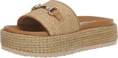 Amazon.com | Steve Madden Women's Kayley Slide Sandal, Natural Raffia, 8 | Slides Woven Raffia, Platform Slides, Gift Accessories, Clothes Gift, Platform Heels, Leather Top, Handbag Accessories