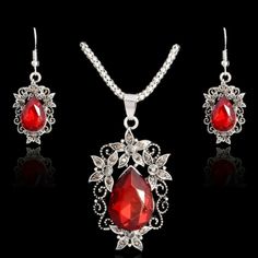 This Is A Lovely Ornate Set That Can Be Dressed Up Or Dressed Down. Simply Beautiful. For Reference, The Necklace Pendant Is 2.1" Tall By 1.3" Wide. Its Amazing In Person. You Will Only See This Here. Includes Necklace And Earrings. Elegant Red Jewelry Sets For Party, Necklace And Earrings, Simply Beautiful, Dressed Down, Necklace Earrings, Necklace Pendant, Womens Jewelry Necklace, Diamond Necklace, Dress Up