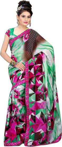 Khoobee Presents Green,Multi Color Printed Georgette Saree With Unstitched Bhagalpuri Blouse Piece. Having Absolute Great Designs. Charming Color Combination Makes It More Able. Ideal For Parties And Festivals. #makeupjunkie #selfie #selfienation #me #love Green Sarees, Printed Fashion, Green Saree, Georgette Saree, Georgette Sarees, Sarees Online, Blouse Piece, Fashion Prints, Color Combinations