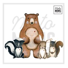 an image of a bear and other animals on a white background with the words mom's memes above it