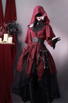 Vampire Dress Modern, Red Vampire Dress, Victorian Vampire Outfit, Vampire Dresses, Red Victorian Dress, Outfit Oc, Ball Gowns Victorian, Victorian Aesthetics, Fancy Clothing