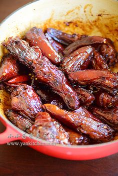 the food is cooked and ready to be eaten in the pot on the counter top