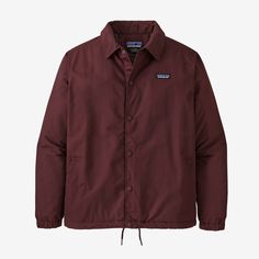 M's Lined Isthmus Coaches Jacket Casual Outdoor Windbreaker With Padded Collar, Classic Windbreaker For Outdoor, Classic Outdoor Windbreaker, Outdoor Windbreaker With Padded Collar, Patagonia Long Sleeve Windbreaker For Fall, Sporty Patagonia Outerwear For Outdoor, Patagonia Casual Outdoor Outerwear, Casual Patagonia Outerwear For Hiking, Patagonia Casual Outerwear For Hiking