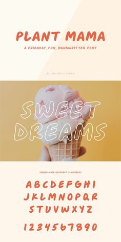 an ice cream cone with the words sweet dreams written in white and red on it