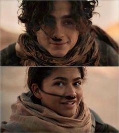 two different pictures of the same person with mustaches on their heads and one is wearing a scarf