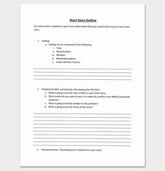 the worksheet for short story outlines is shown in this document, which contains information